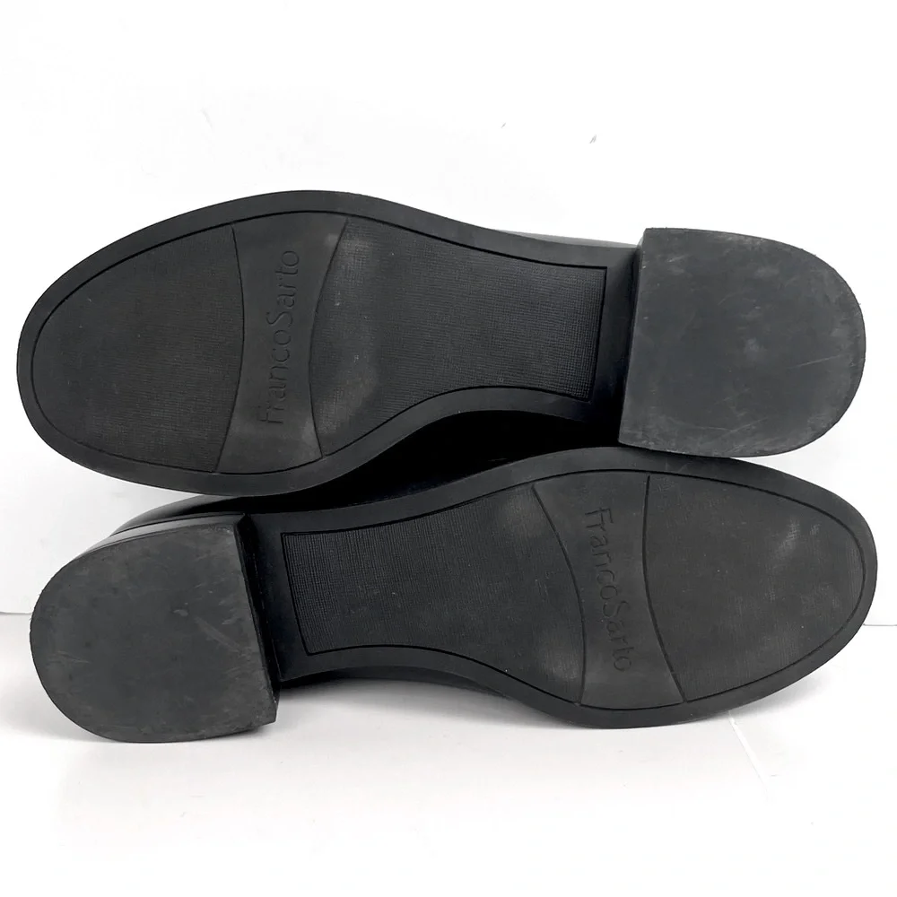 Franco Sarto Shoe Womens 9.5 Black Newbocca Loafer Leather Slip-On 1.5